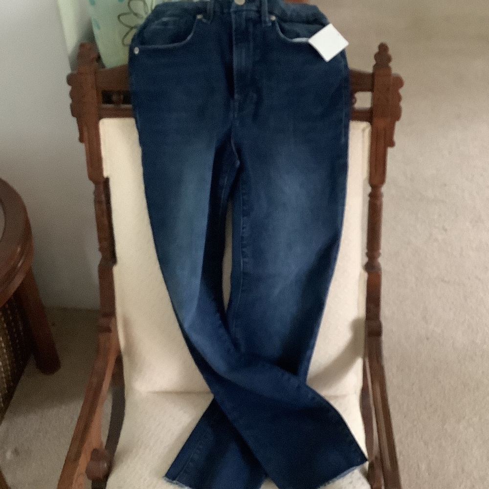 NWT Good American High-Rise Slim Jeans in Dark Blue Wash - Picture 6 of 7